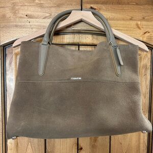 Coach Taupe Suede Large Borough Bag